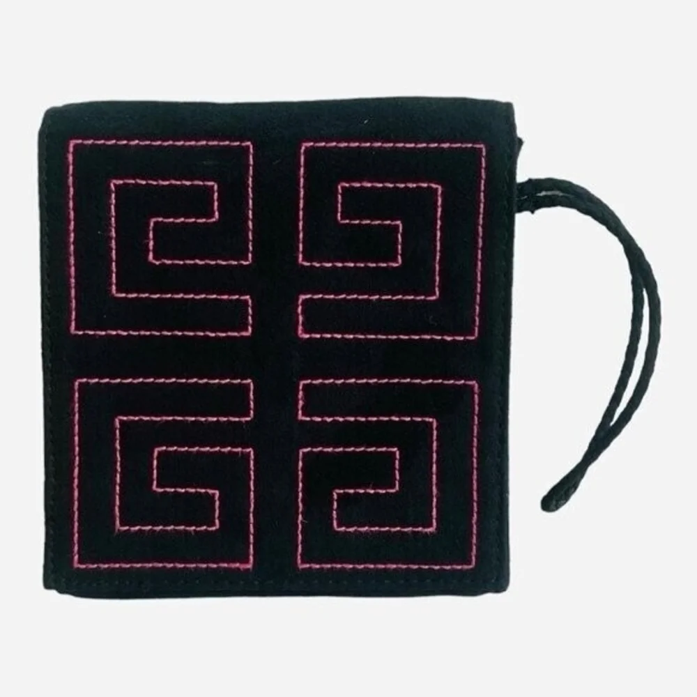 Givenchy Velvet Wristlet Black Magenta Pink Clutch Wallet Women's Accessory VG